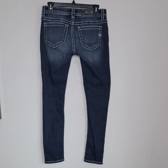 Miss Me Jeans Womens Standard Skinny Straight Leg Mid Rise Blue Sz 27 Inseam 28 - Picture 10 of 15